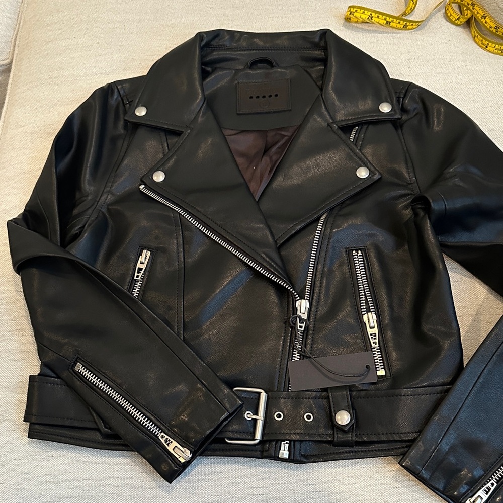 Blank NYC Black faux  Leather Biker Jacket